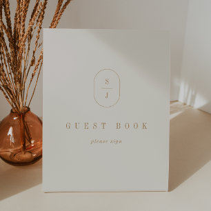 SHYLAH Simple Gold Cream Wedding Guest Book Sign Sockelschild