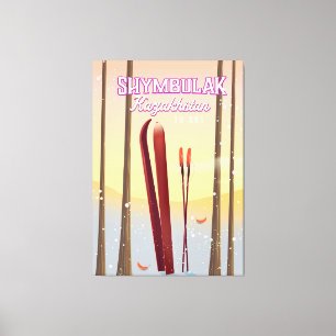 Shymbulak Kasachstan Skifahrplakat Leinwanddruck