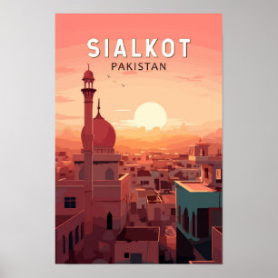 Sialkot Pakistan Reisekunst Vintag Poster