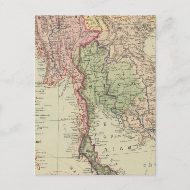 Siam, Birma und Anam Postkarte (Vorderseite)