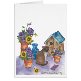 Siam Cat Birdhouse Stiefmütterchen Wasserfarbe "An