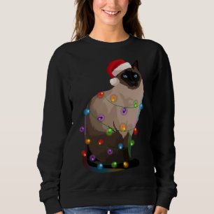 Siam Cat Christmas Lights Xmas Cat Lover Sweatshirt
