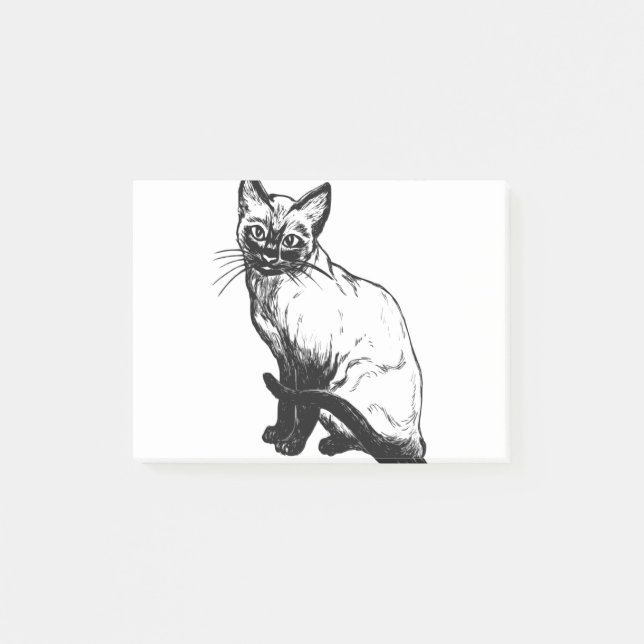 Siam Cat Feline Pet Sitzen Siam Kitty Post-it Klebezettel (Vorderseite)
