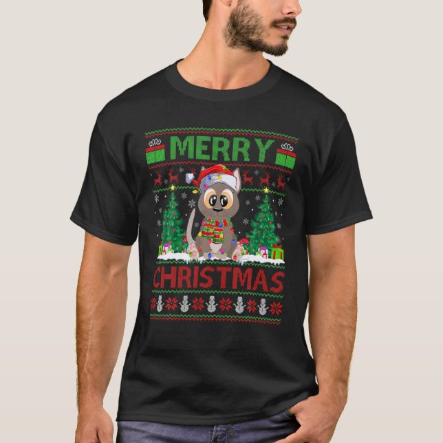 Siam Cat Lover Xmas Lighting Ugly Siam Cat C T-Shirt (Vorderseite)