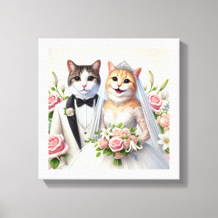 Siam Cat Wedding Couple Leinwanddruck