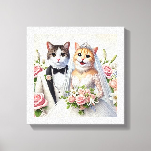 Siam Cat Wedding Couple Leinwanddruck (Vorderseite)