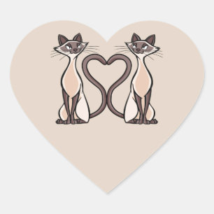 Siam Cats Heart Sticker