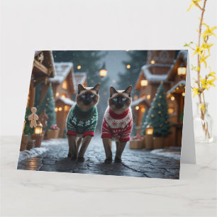 Siam Cats Weihnachtsschneeferien Karte