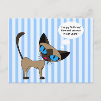 Siam - Happy Birthday Cat Years - Postkarte