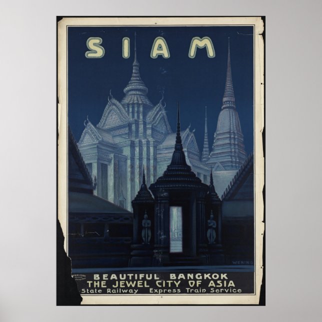 Siam Vintage Travel Poster und Retro Prints (Vorne)