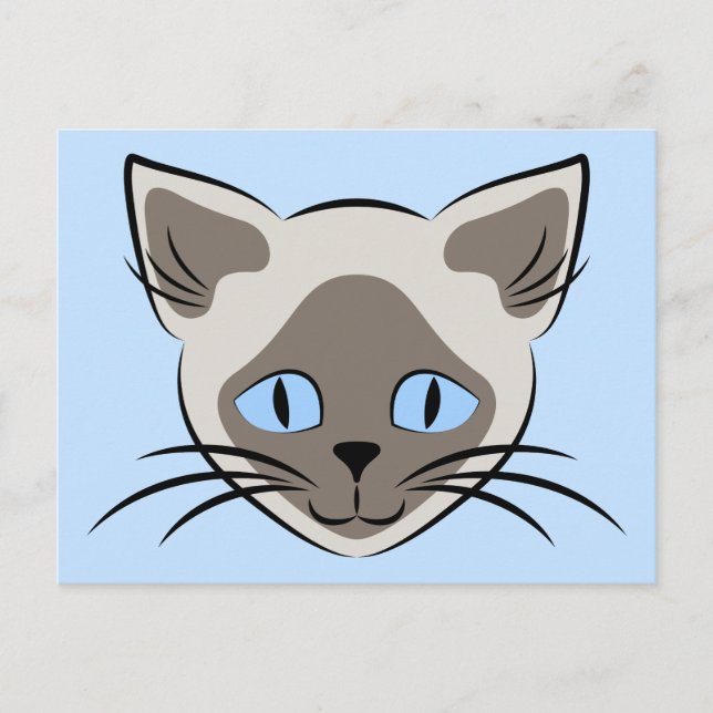 Siamese Blue Mit Augen Cat Face Graphic Art Postkarte (Vorderseite)