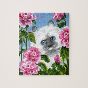 Siamese Burmese Ragdoll Katze Rosen Creationarts Puzzle