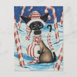 Siamese Candy Cane Kitty Postkarte