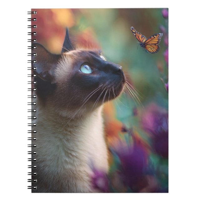 Siamese Cat and Butterfly Notebook Notizblock (Vorderseite)