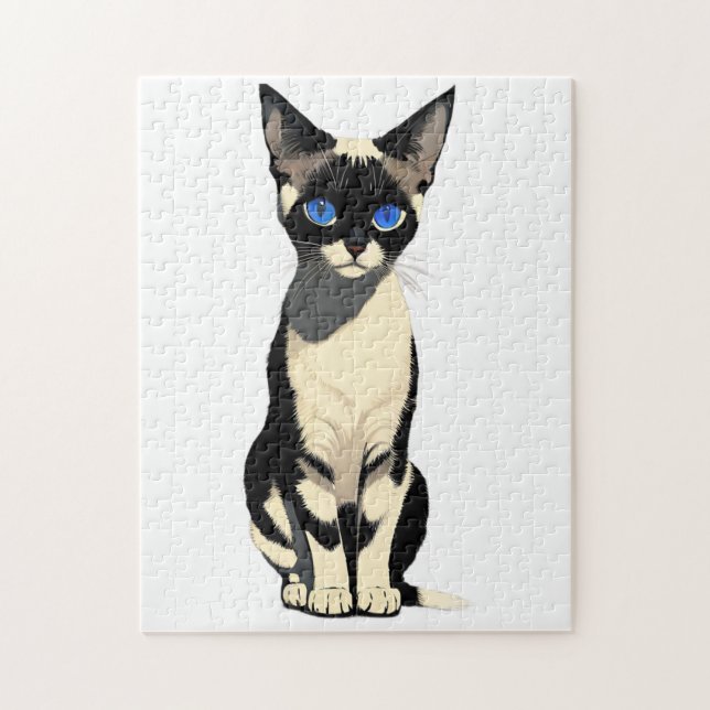 Siamese Cat Art Blue-Mit Augen Cat Lover Puzzle (Vertikal)