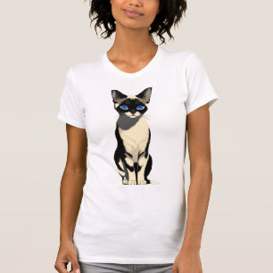 Siamese Cat Art Blue-Mit Augen Cat Lover T-Shirt