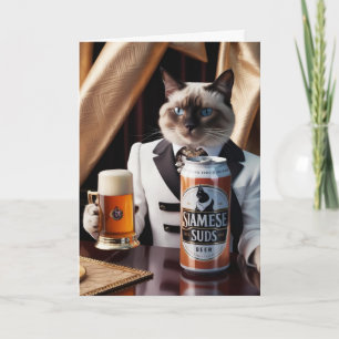 Siamese Cat Beer Drinker Karte