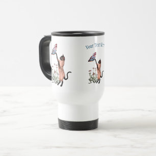 Siamese Cat Butterfly Daisy Personalisiert Reisebecher