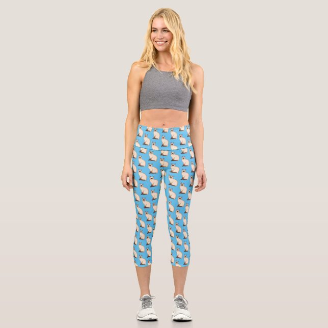 Siamese cat cartoon illustration capri leggings (Vorderseite)