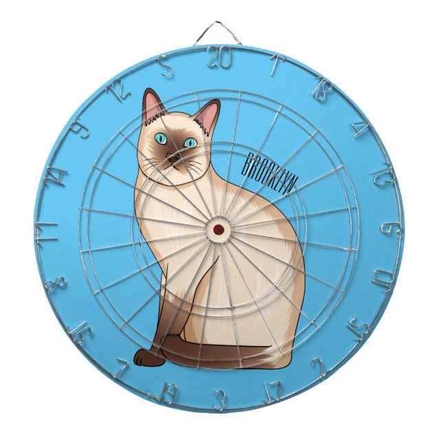 Siamese cat cartoon illustration dartscheibe (vorne)