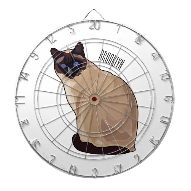Siamese cat cartoon illustration dartscheibe (vorne)