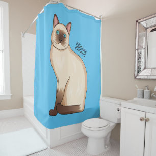 Siamese cat cartoon illustration duschvorhang