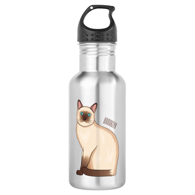 Siamese cat cartoon illustration edelstahlflasche (Vorderseite)