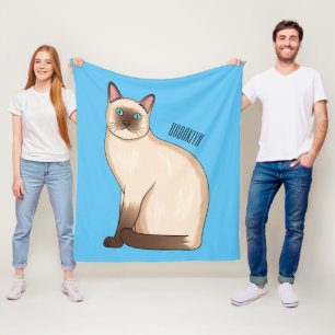 Siamese cat cartoon illustration fleecedecke