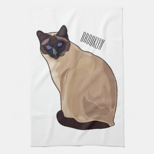 Siamese cat cartoon illustration geschirrtuch