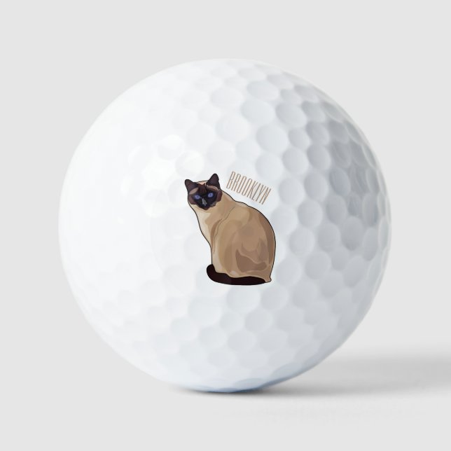 Siamese cat cartoon illustration golfball (Vorderseite)