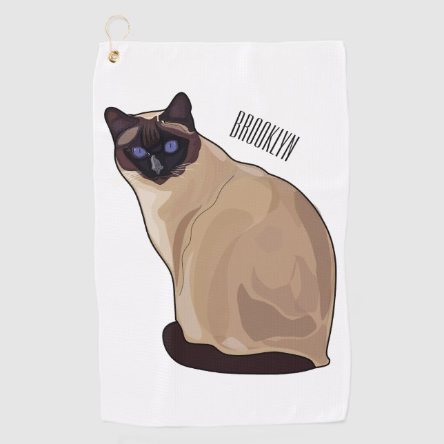 Siamese cat cartoon illustration golfhandtuch (Vorderseite)