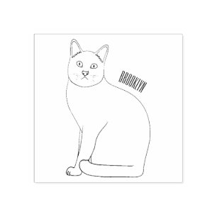 Siamese cat cartoon illustration gummistempel