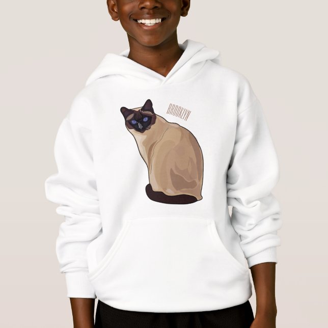 Siamese cat cartoon illustration hoodie (Vorderseite)