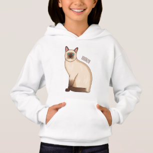 Siamese cat cartoon illustration hoodie