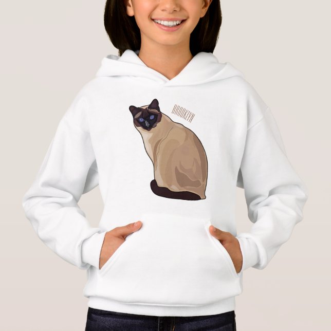 Siamese cat cartoon illustration hoodie (Vorderseite)