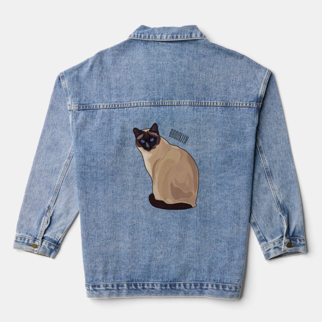 Siamese cat cartoon illustration jeansjacke (Rückseite)
