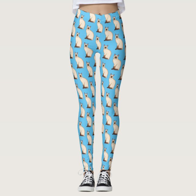 Siamese cat cartoon illustration leggings (Vorderseite)