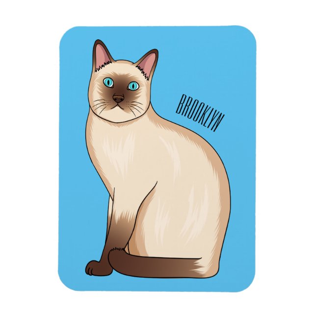 Siamese cat cartoon illustration magnet (Vertikal)