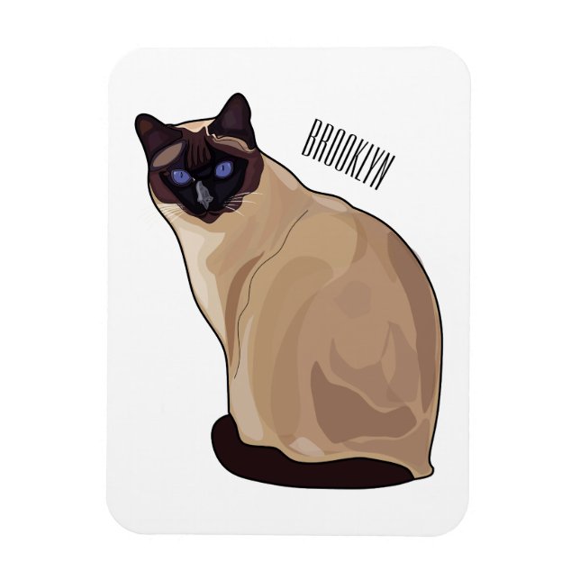 Siamese cat cartoon illustration magnet (Vertikal)