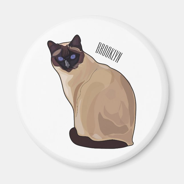 Siamese cat cartoon illustration magnet (Vorne)