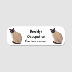 Siamese cat cartoon illustration namensschild