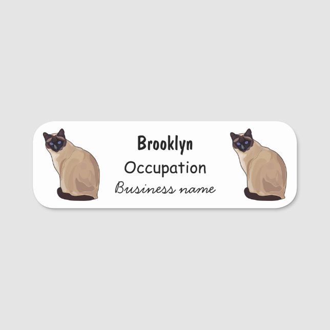 Siamese cat cartoon illustration namensschild (Vorderseite)