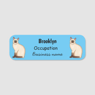 Siamese cat cartoon illustration namensschild