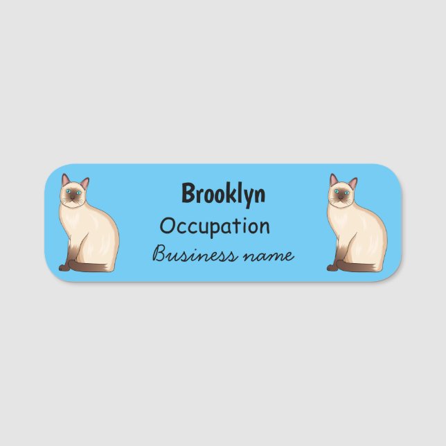 Siamese cat cartoon illustration namensschild (Vorderseite)