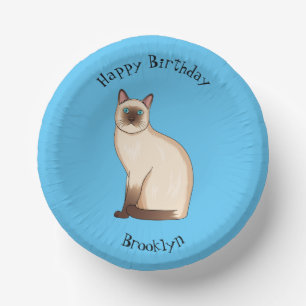 Siamese cat cartoon illustration pappteller