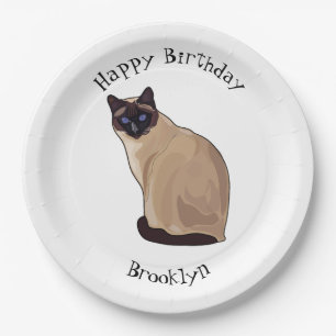 Siamese cat cartoon illustration pappteller