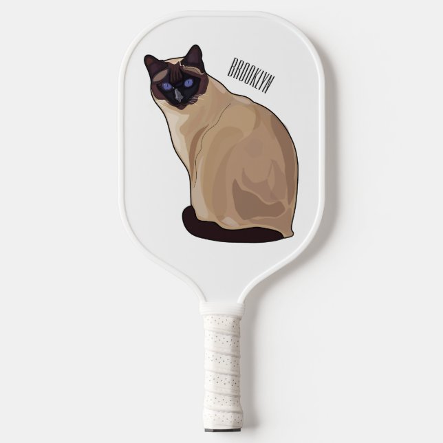 Siamese cat cartoon illustration pickleball schläger (Vorderseite)