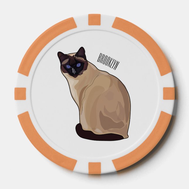 Siamese cat cartoon illustration pokerchips (Vorderseite)
