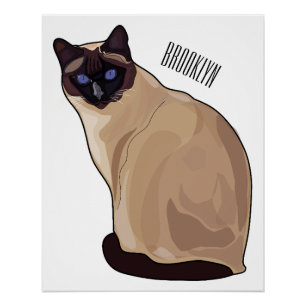 Siamese cat cartoon illustration poster
