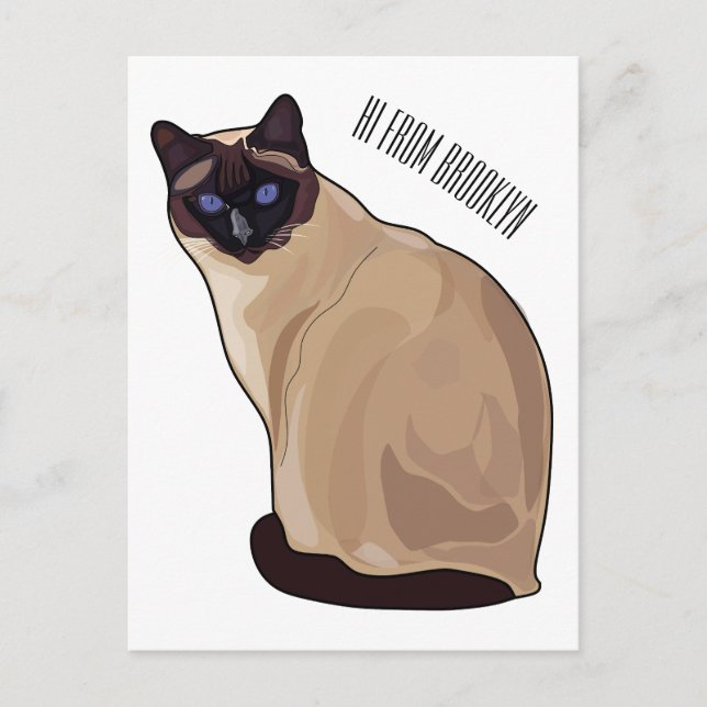 Siamese cat cartoon illustration postkarte (Vorderseite)